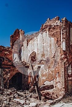 Deterioration and abandonment of houses in Belchite