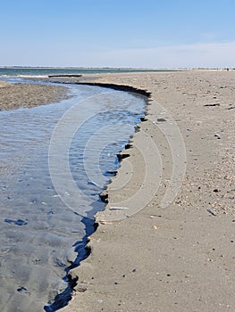 Deterioration of the beach due to ebb and flow