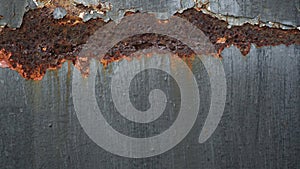 Deterioration of the old iron grey painted peeling, Rusted on surface of steel, Decay and grunge Texture background.