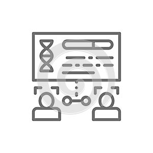 Determination of kinship by persons, face verification line icon. photo