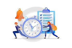 Determine and manage time. complete work deadlines to streamline business. speed for successful careers. vector illustration conce