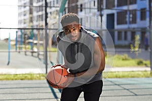 Determined African-American Basketball Player