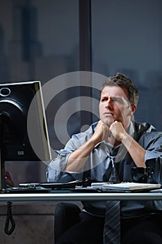 Determined businessman concentrating