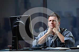 Determined businessman concentrating