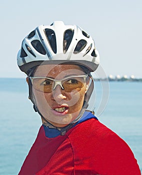 Determined Cyclist Woman