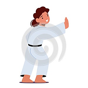 Determined And Disciplined, The Karate Girl Showcases Her Skills With Focus And Precision, Child Character