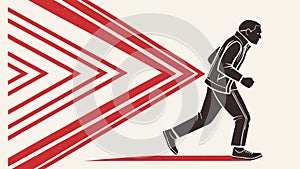 Determined Runner Against Abstract Backdrop, vector design Generative AI