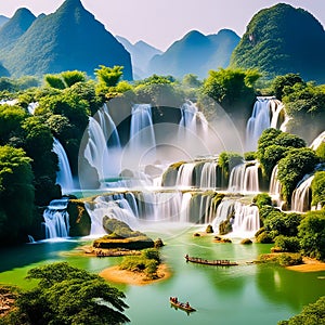 Detian or Ban Gioc Waterfall Along the Vietnamese and Chinese Border