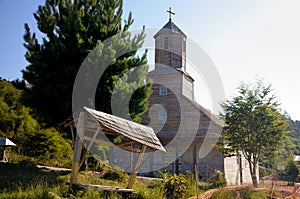 Detif church at Chiloe, Chile photo