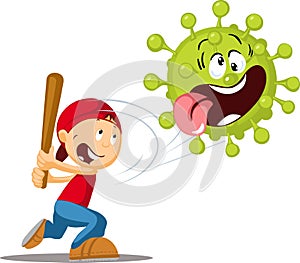 Detonate corona virus - Funny Vector Illustration - Hit the Virus photo