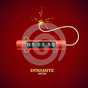 Detonate Dynamite Bomb and Timer Clock. Vector