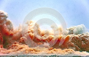 Rock dust after the blasting