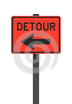 Detour Left Arrow road sign