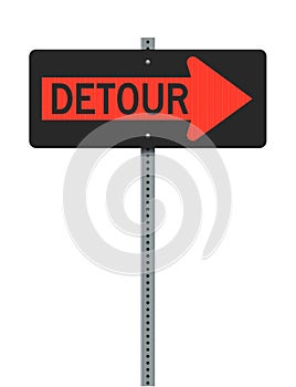 Detour Right arrow road sign photo