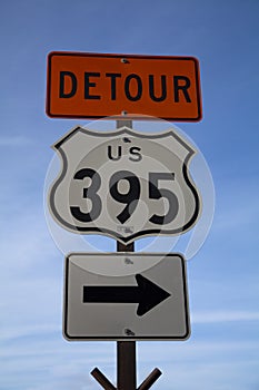 Detour Route 395 Sign
