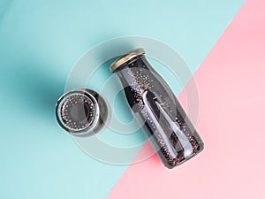 Detox activated charcoal black chia water