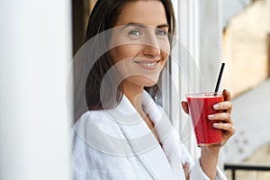 Detox Diet. Healthy Woman Drinking Fresh Juice In Morning