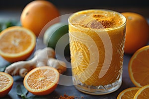 Detox drink ginger-lemon and orange juice