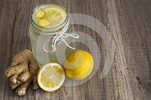 Detox Lemon and Ginger Drink in a Jar