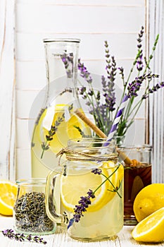 Detox Lemonade Water with Lemons and Lavender