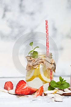 Detox summer drink with fruit