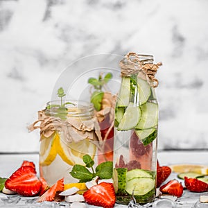 Detox summer drink with fruit