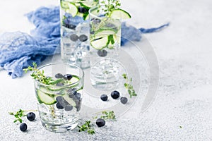 Detox water with blueberry, cucumber and thyme