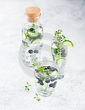 Detox water with blueberry, cucumber and thyme