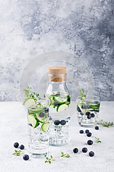 Detox water with blueberry, cucumber and thyme