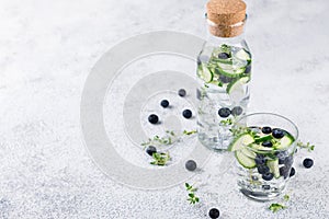 Detox water with blueberry, cucumber and thyme