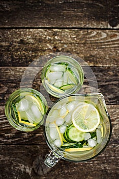 Detox water with cucumber and lemon .