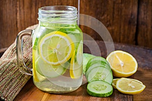 Detox water with lemon, cucumber