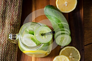 Detox water with lemon, cucumber