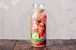 Detox Water with Strawberry, Cucumber and Thyme.