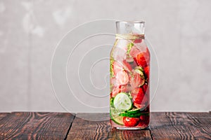 Detox Water with Strawberry, Cucumber and Thyme.