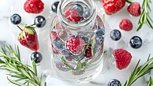 Detox Water: Take a photo of a bottle of water with added fresh fruits and herbs for detox