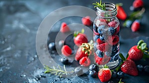 Detox Water: Take a photo of a bottle of water with added fresh fruits and herbs for detox