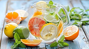 Detox Water: Take a photo of a bottle of water with added fresh fruits and herbs for detox