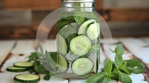 Detox Water: Take a photo of a bottle of water with added fresh fruits and herbs for detox