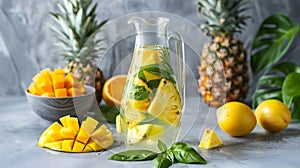 Detox Water: Take a photo of a bottle of water with added fresh fruits and herbs for detox