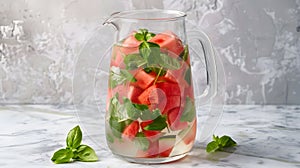 Detox Water: Take a photo of a bottle of water with added fresh fruits and herbs for detox