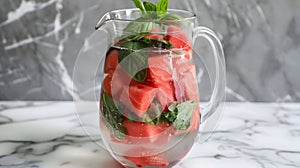 Detox Water: Take a photo of a bottle of water with added fresh fruits and herbs for detox