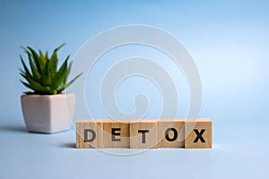 Detox word made with wooden blocks concept