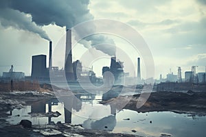 Detrimental Industry factory pollution. Generate Ai