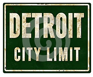 Detroit City Limit Sign Metal