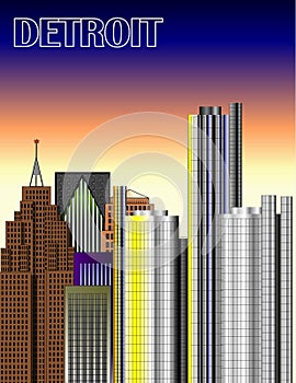 Detroit downtown illustration