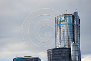 DETROIT, MI - AUG 21, 2016: General Motors Building, GM Headquarters aka Renaissance Center in downtown Detroit.