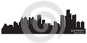 Detroit Michigan city skyline. Detailed vector silhouette photo