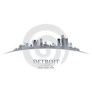 Detroit Michigan city skyline silhouette white background