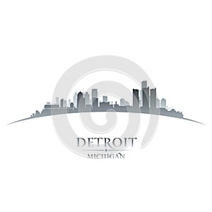 Detroit Michigan city skyline silhouette white background photo